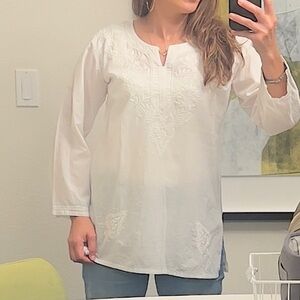 White Kurta/Tunic w/Exquisite Embroidery